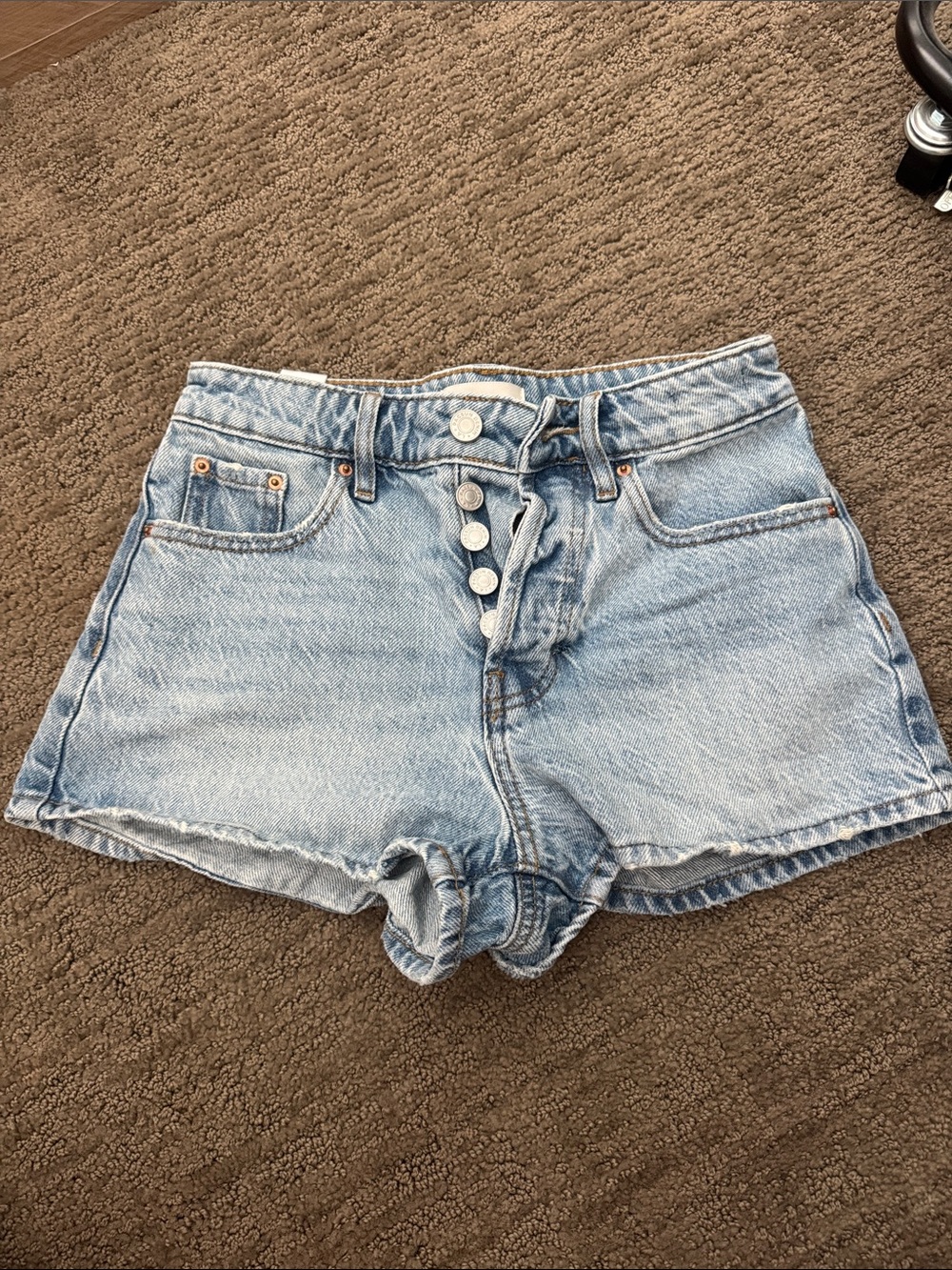 PacSun Light Blue High-Rise Button-Fly Denim Shorts